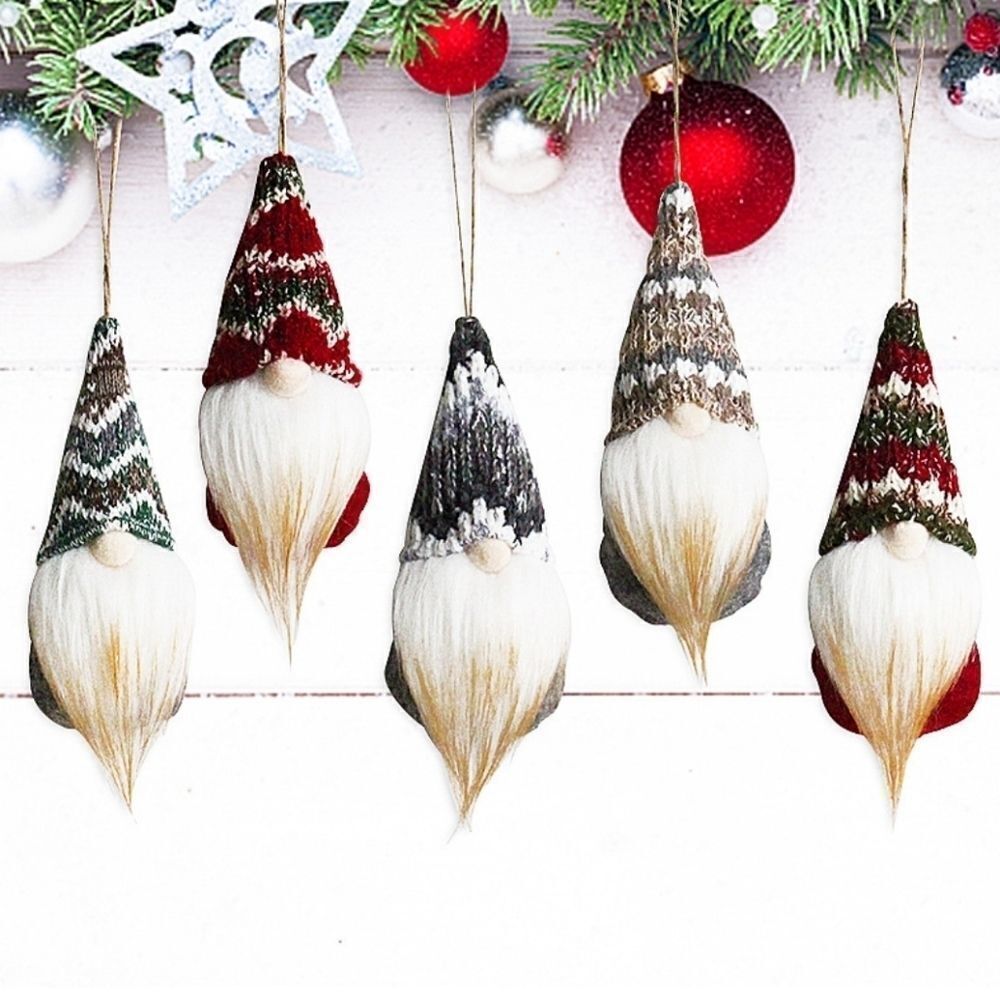 5PC GNOME CHRISTMAS ORNAMENTS SET dwarf